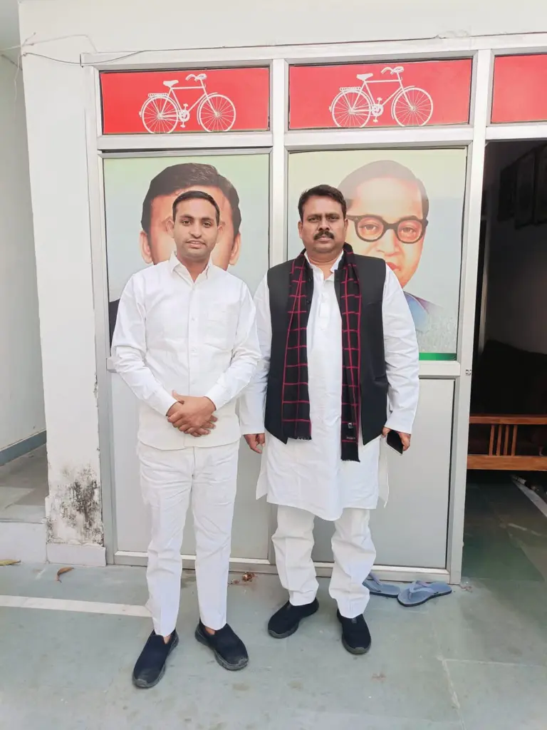Lakhan Gurjar with Rajkumar Bhati, CA Pradeep Bhati, and Manoj Yadav.