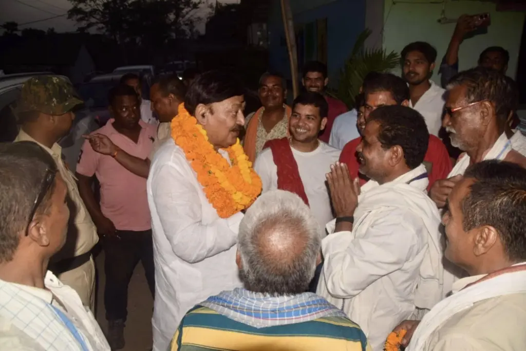 Ajit Sharma visits his constituency to meet people.