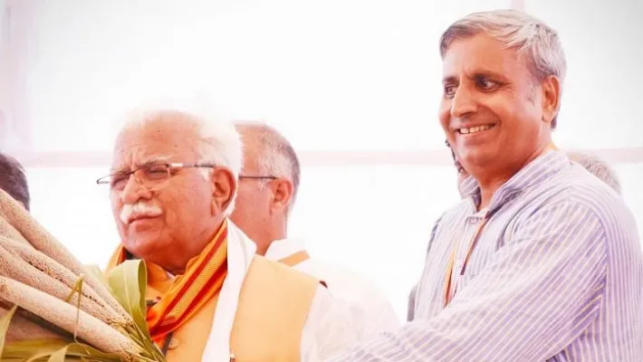 Jai Parkash Dalal with CM Manohar Lal Khattar