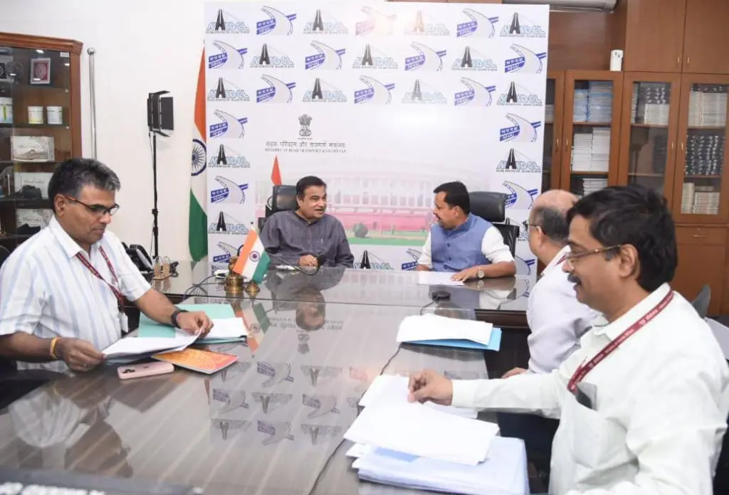 Nitin Nabin in discussion with Union Minister Nitin Gadkari