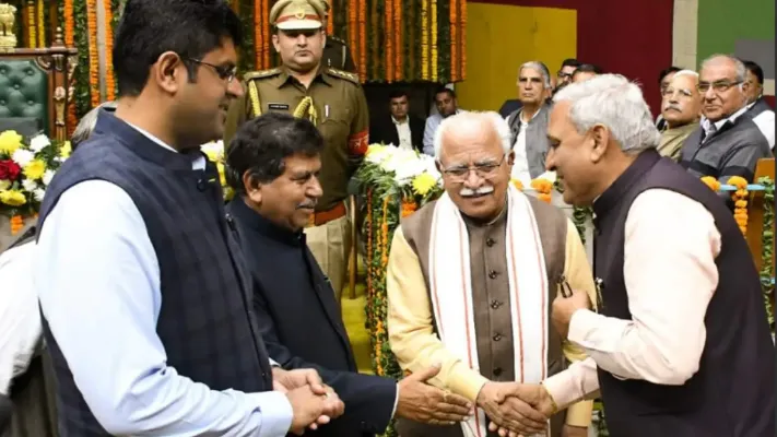 Ranbir Gangwa with Manohar Lal Khattar