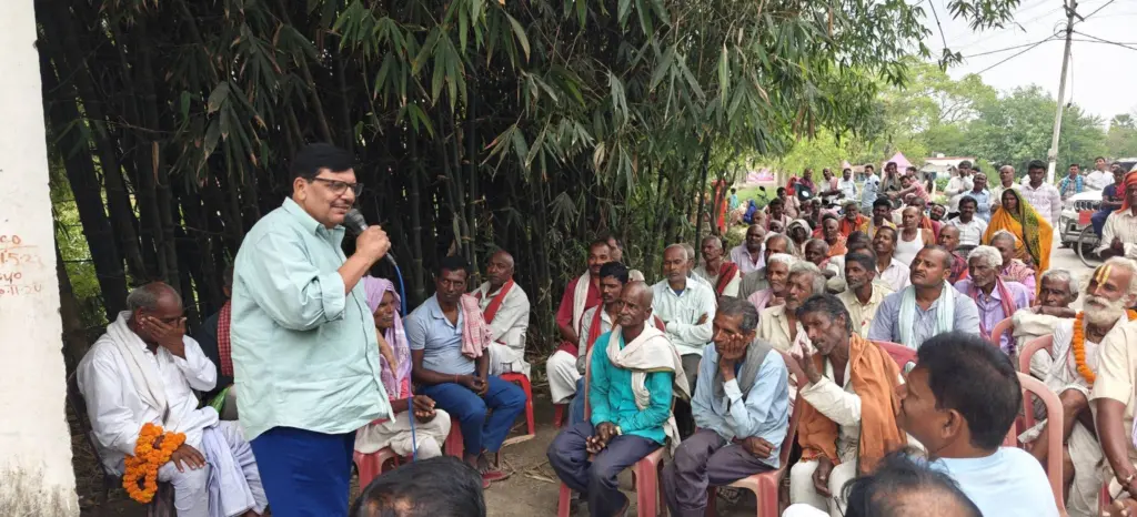 Ajay Kumar addressing people in his constituency.