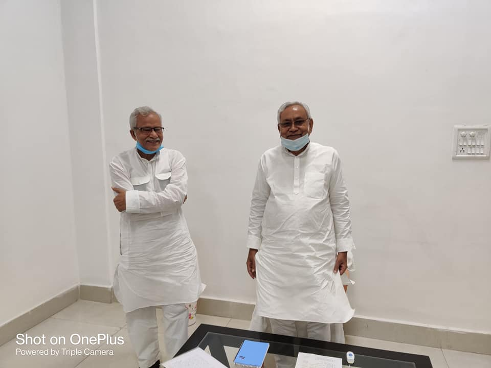 Narendra Narayan Yadav with Nitish Kumar