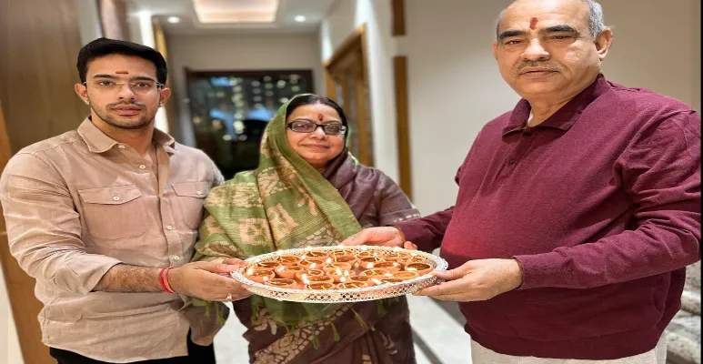 Mool Chand Sharma celebrating Diwali