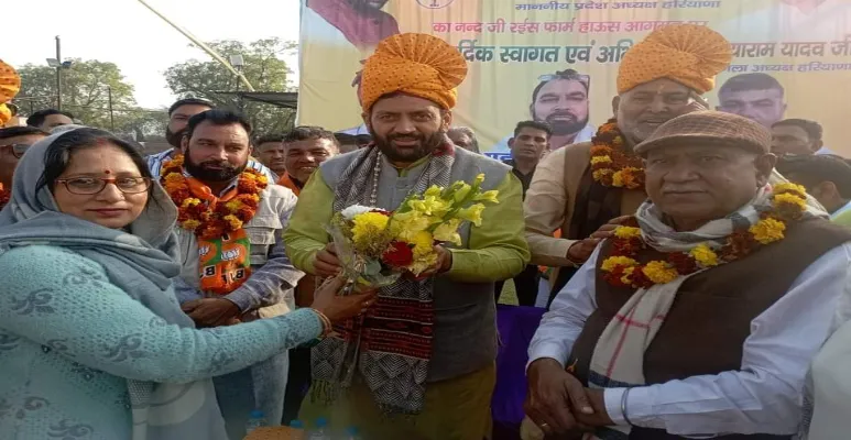 Om Prakash Yadav with Nayab Singh Saini