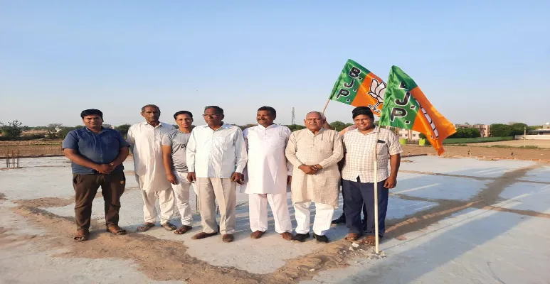 Om Prakash Yadav with party workers