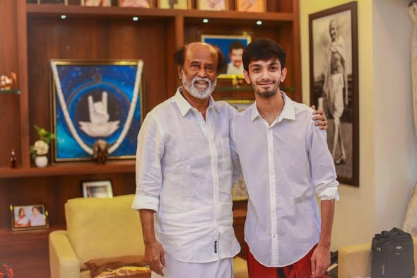 Anirudh Ravichander with Superstar Rajinikanth.