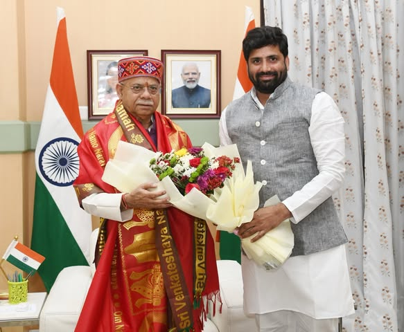 Anil Kumar Yadav Mandadi with Shri Shiv Pratap Shukla Ji