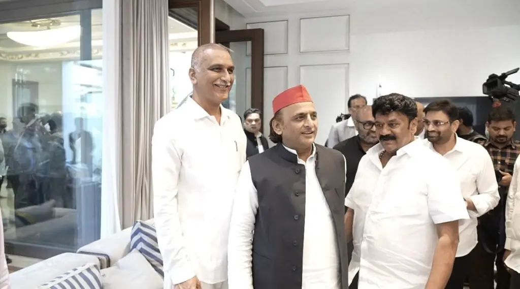 Talasani Srinivas Yadav with Akhilesh Yadav