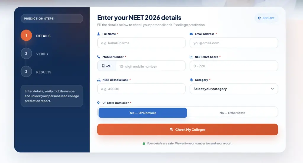 Enter Your NEET Details
