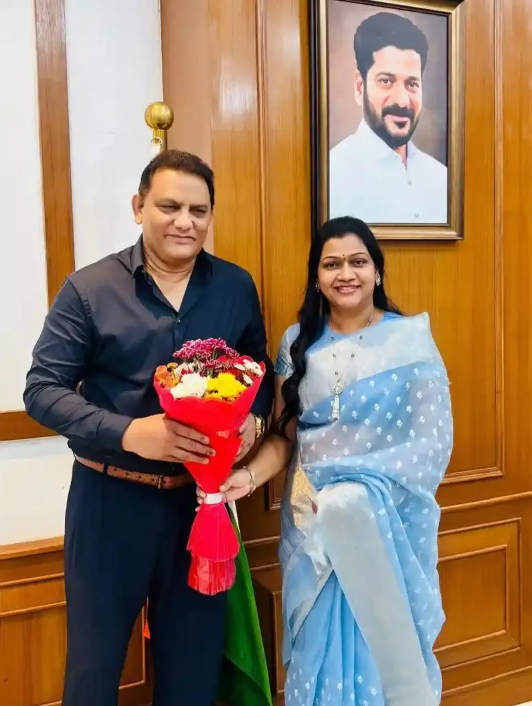 Kanjerla Vijaya lakshmi yadav with Mohammad Azizuddin Azharuddin